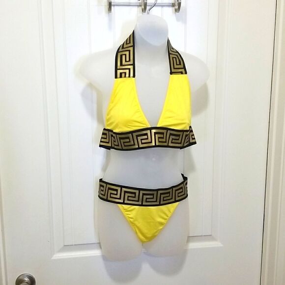 Sexy Yellow Printed  2pc Bikini size Large - Picture 2 of 10